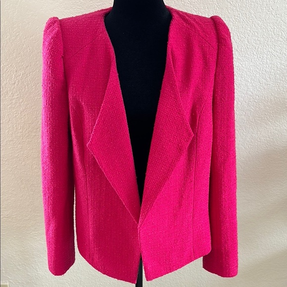NWT $138 Express Hot Pink Blazer Business Casual Tweed Texture Jacket - Picture 5 of 10